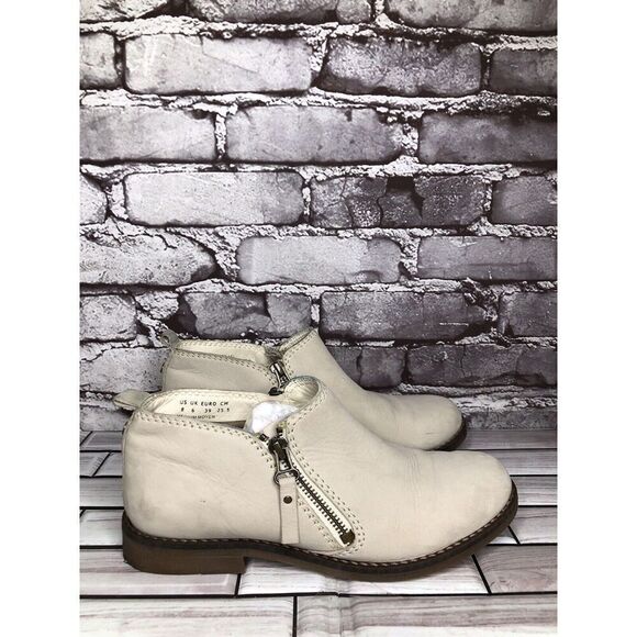 Hush Puppies Medium Moyen Ivory Suede Leather Zip Heel Booties Women Sz 8M US/39 - Picture 9 of 16